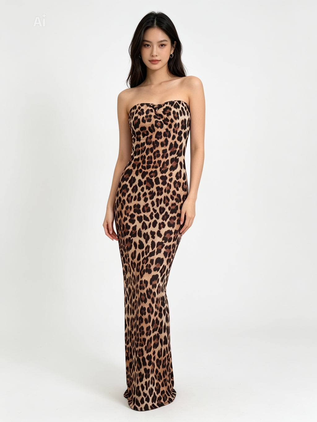 Abito lungo leopardato